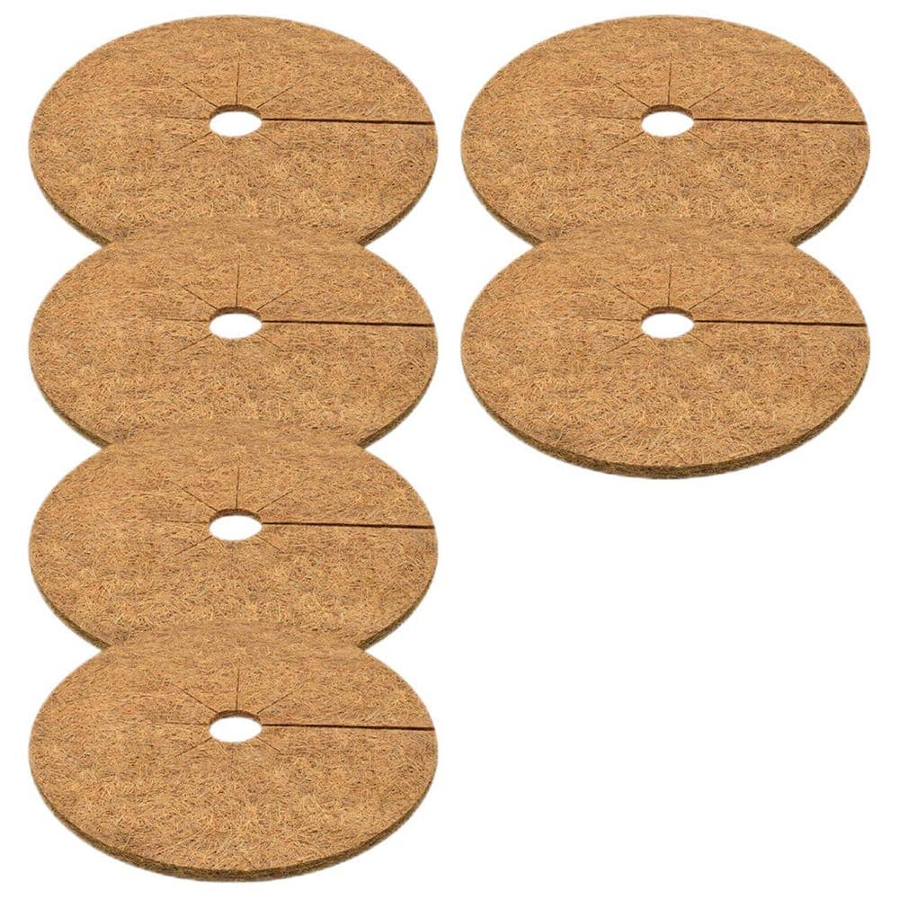 24 in. x 24 in. Coconut Fiber Tree Ring, 100% Natural Tree Protector Mat for Indoor Outdoor Trees Plants, Brown (6-Pack) - Hercitys