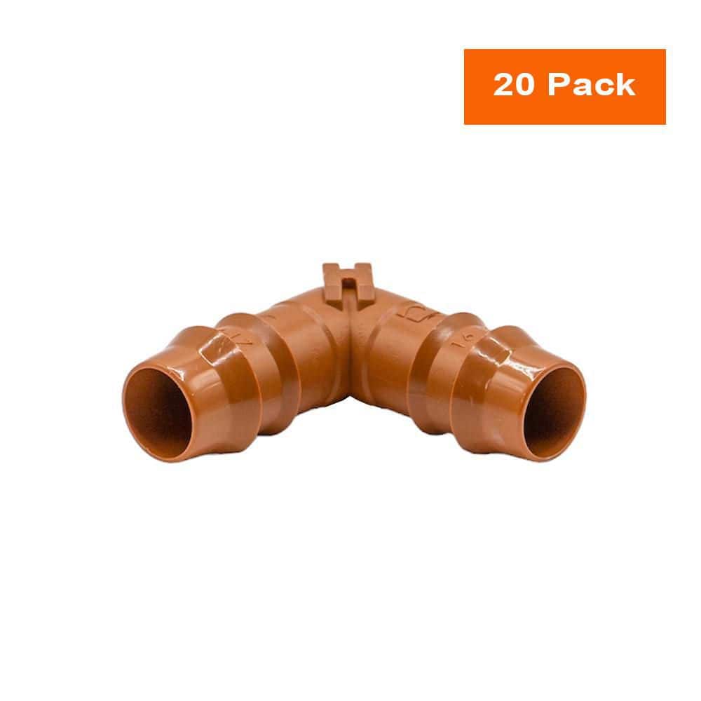 1/2 in. Barbed Elbow, 600 in. ID, 17 mm, BRN (20-Pack) - Hercitys