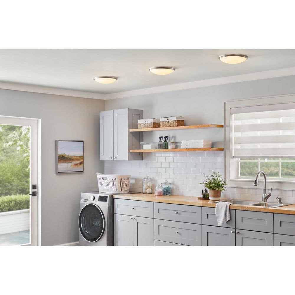 12 in. Light Brushed Nickel and Oil-Rubbed Bronze Adjustable CCT Integrated LED Flush Mount with Interchangeable Trim - Hercitys