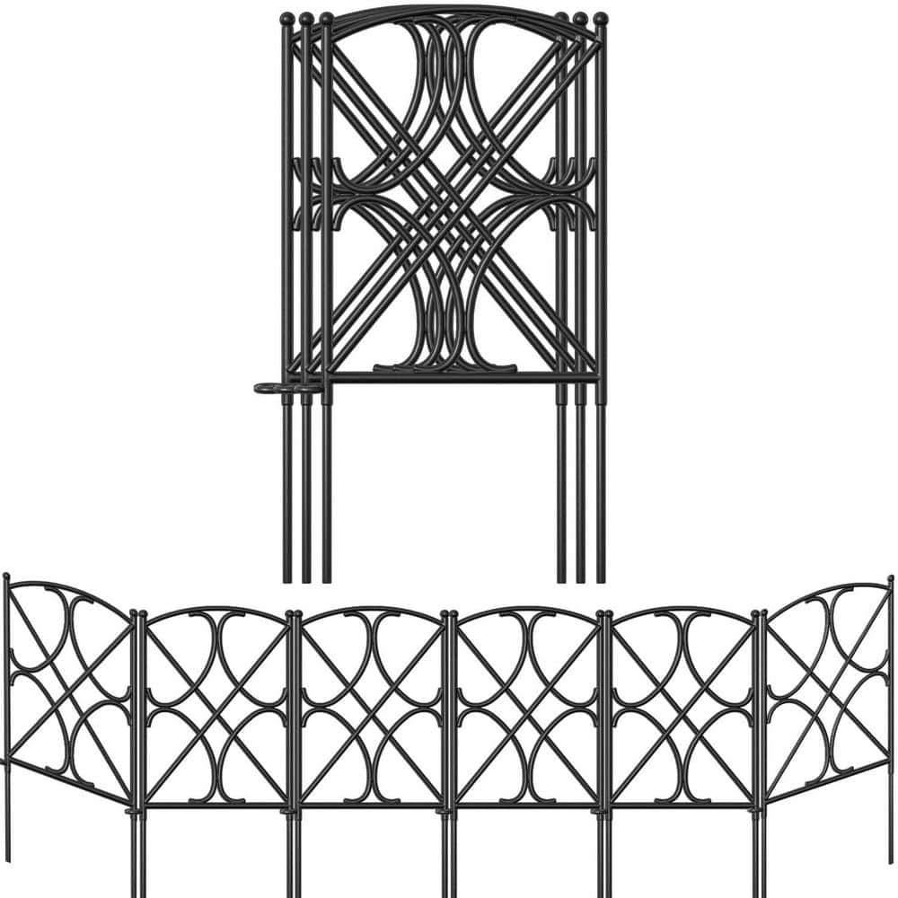 10 Panels 24 in. (H)x10 ft. (L) Decorative Garden Fences and Borders, Metal Fence Panel Garden Edging Border - Hercitys