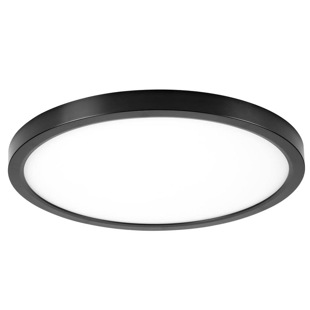 14 in. Black Selectable LED Flush Mount Ceiling Light, 5 CCT 2700K-5000K, 2200 Lumens, Trim Round, Panel Light, Dimmable - Hercitys