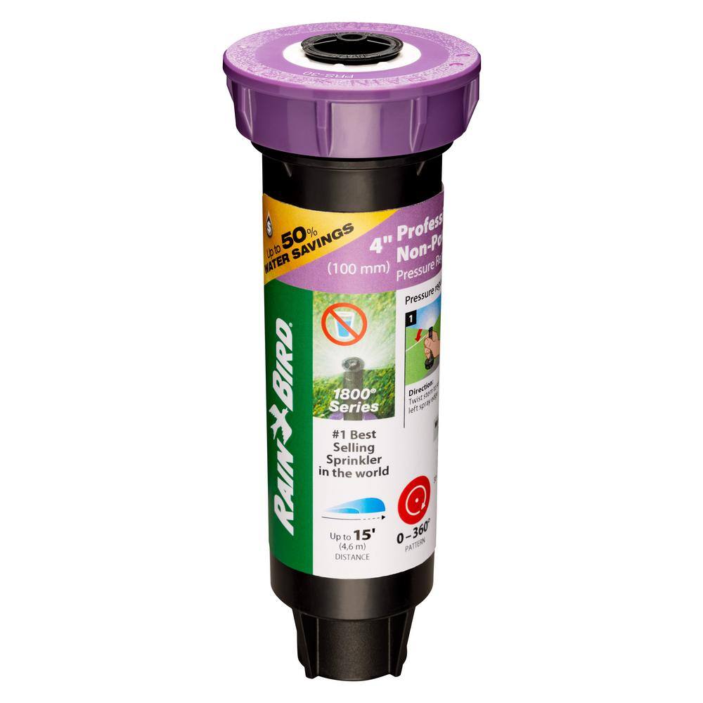 1800-Series 4 in. Pop-Up Non-potable Sprinklers with Purple Cap, Half Circle Pattern, Adjustable 8-15 ft. (5-Pack) - Hercitys