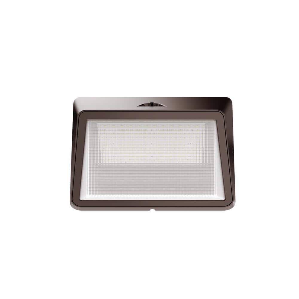 250W Equivalent Integrated LED Bronze Outdoor Commercial Refractor Wall Pack Light, 10,000 Lumens, 4000K, Dusk-to-Dawn - Hercitys