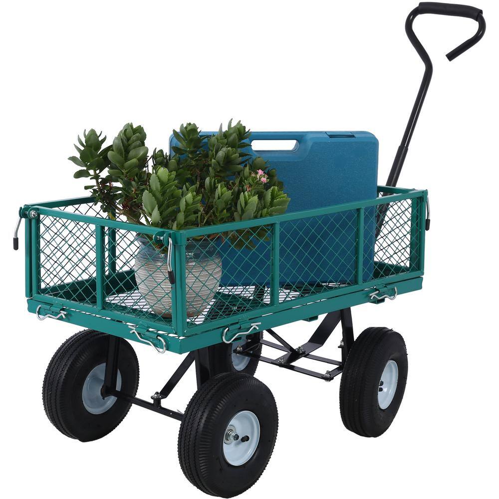 3 cu. ft. Green Steel Garden Cart, 550 lbs. Capacity - Hercitys