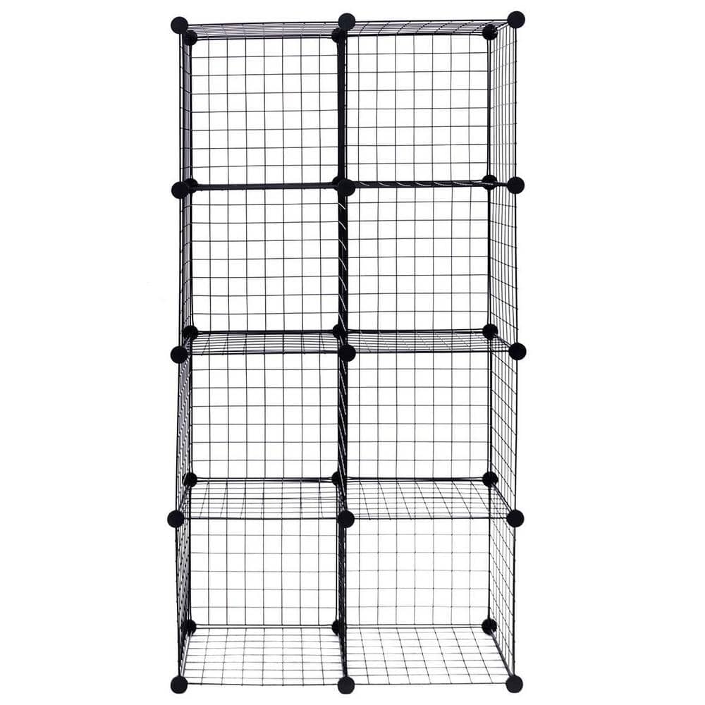 14 in. W x 14 in. H x 14 in. D Black DIY 8 Cube Grid Wire Cube Shelves Shelving Unit - Hercitys