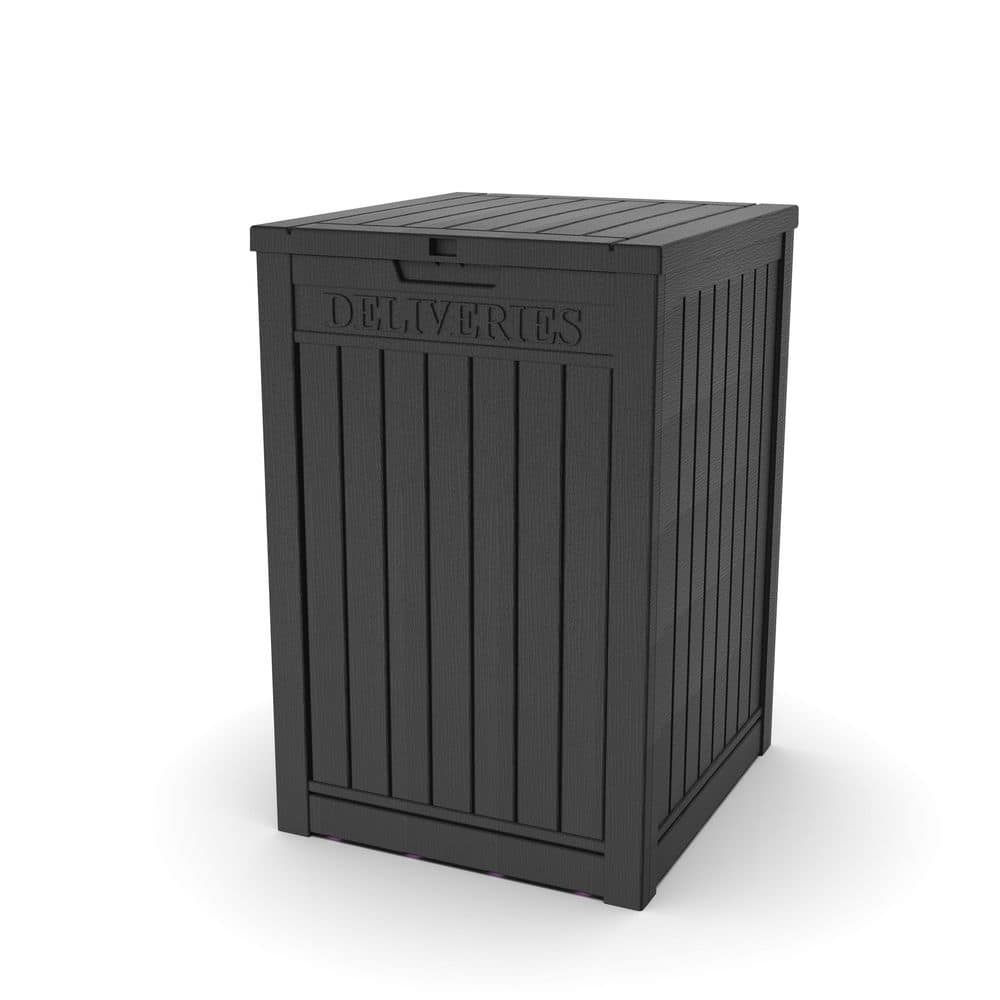 51 Gal. Waterproof Double-Wall Resin Deck Box with Lockable Lid in Black - Hercitys