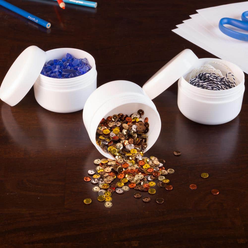 48-Pack 4 Oz White Plastic Containers with Inner and Outer Lid - Hercitys