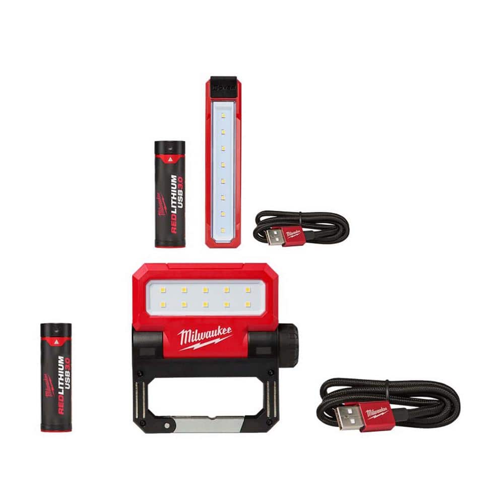 445 Lumens LED Rover Rechargeable Pocket Flood Light & 550 Lumens LED Rechargeable Pivoting Flood Light (2-Pack) - Hercitys