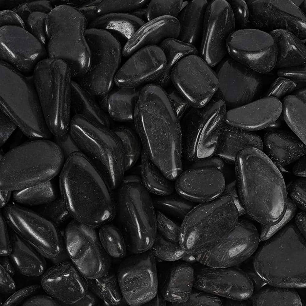 0.5 in. to 1.5 in., 20 lb. Small Black Super Polished Pebbles - Hercitys