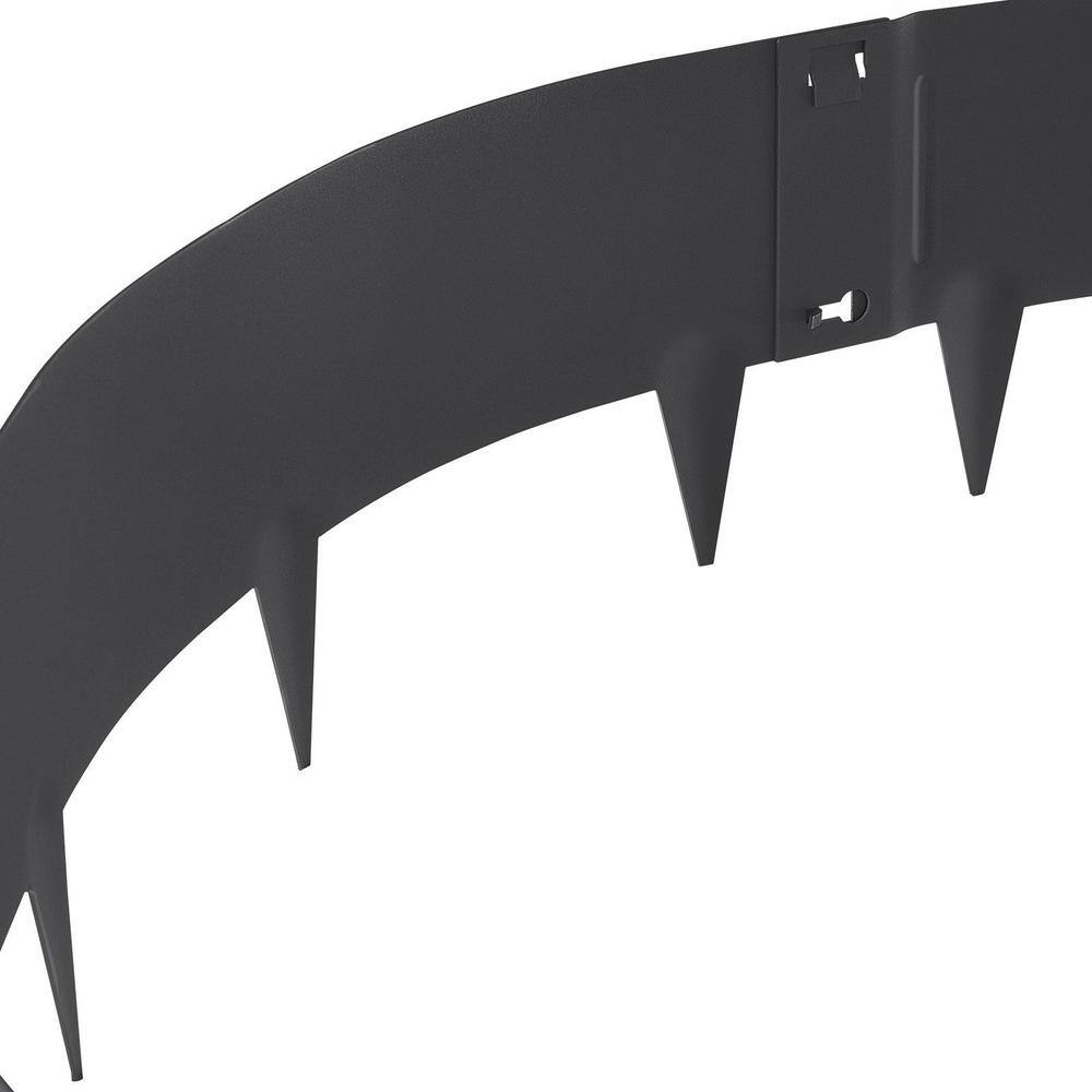 39 in. L x 3 in. H x 0.06 in. W Bendable Steel Landscape Edging Strips in Black with 3.15 in. H Spike (5-Pack) - Hercitys