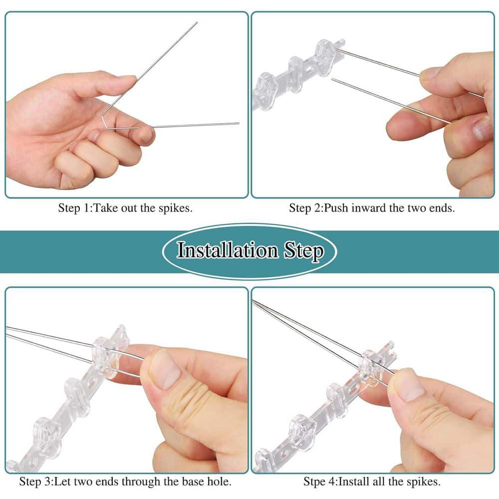 10 in. Plastic Base Bird Spikes with Stainless Steel Strips, 4-Pack - Hercitys