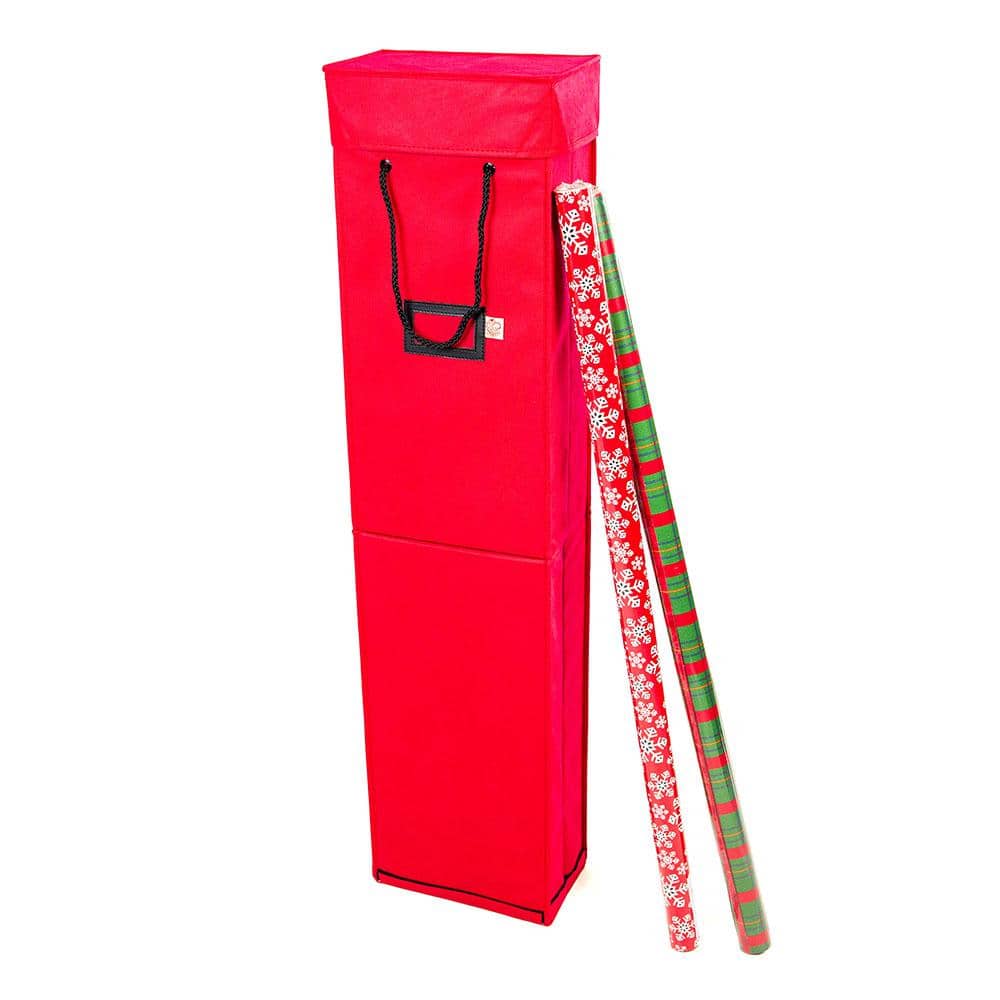 40 in. Tall Wrapping Paper Storage Box (Holds Up to 12 Rolls) with Gift Wrap Accessory Bin - Hercitys