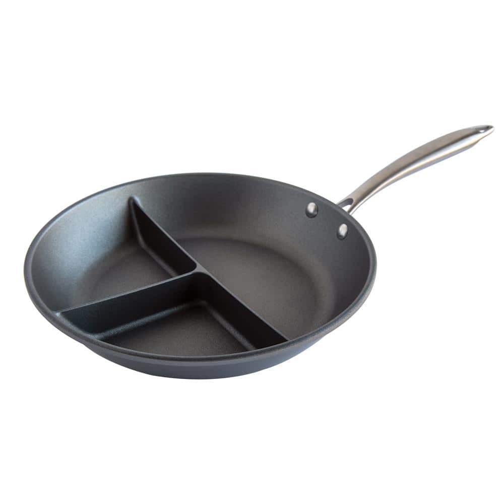 12 in. Cast Aluminum 3-in-1 Divided Saute Pan - Hercitys