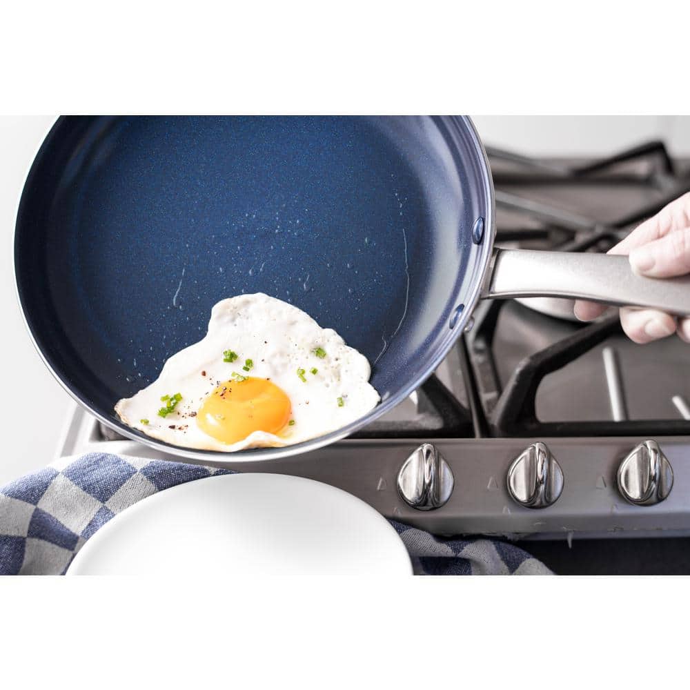 12 in. Aluminum Ceramic Nonstick Frying Pan in Blue - Hercitys