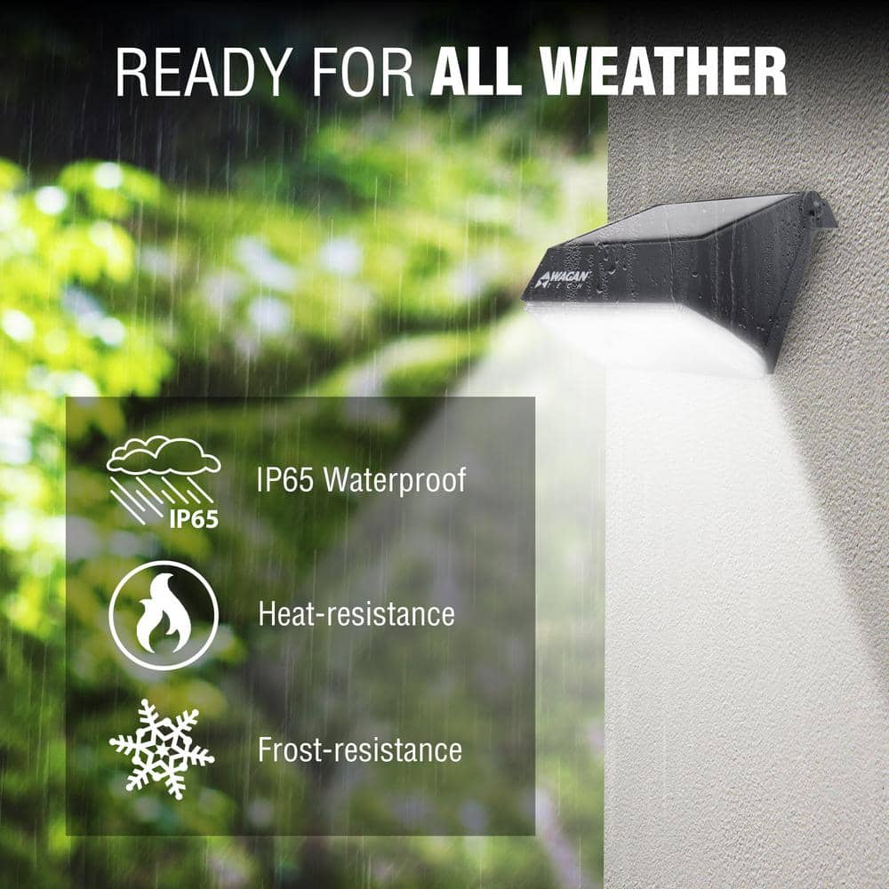 1000 Lumens Integrated LED Black Motion Activated Solar Security Wall Pack Light, 4000K - Hercitys