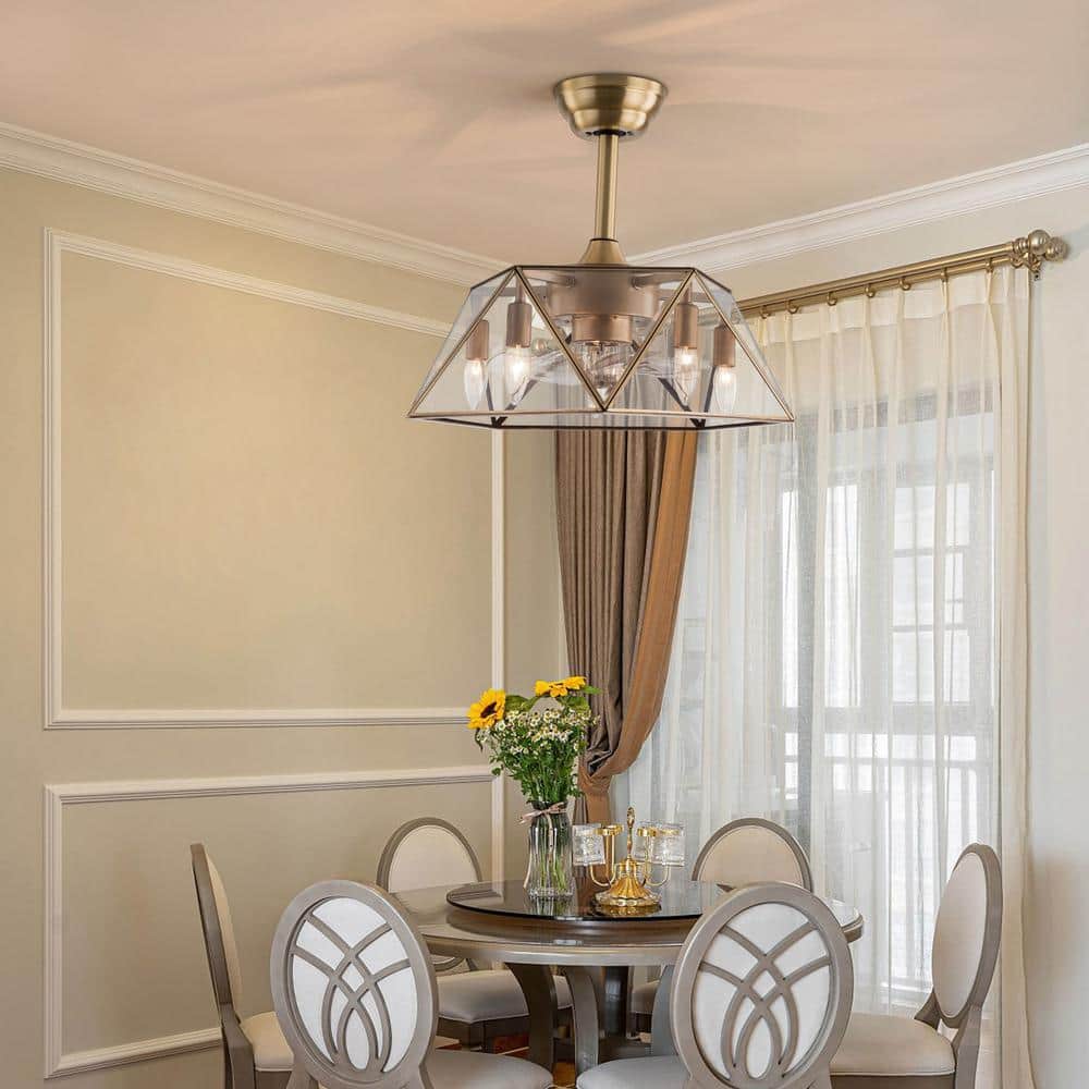 18.5 in. Indoor Gold Modern Caged Ceiling Fan with Remote Control and No Bulbs Included - Hercitys