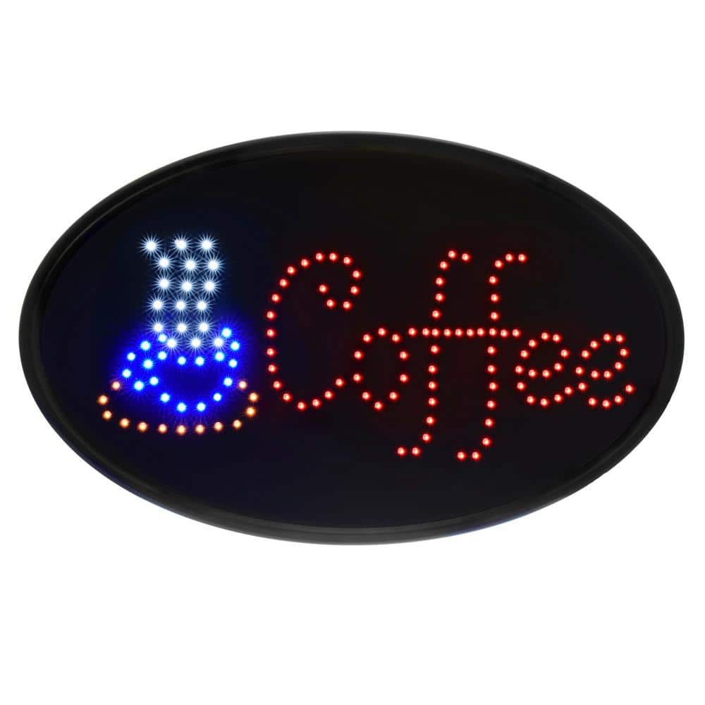 23 in. x 14 in. LED Oval Coffee Sign - Hercitys