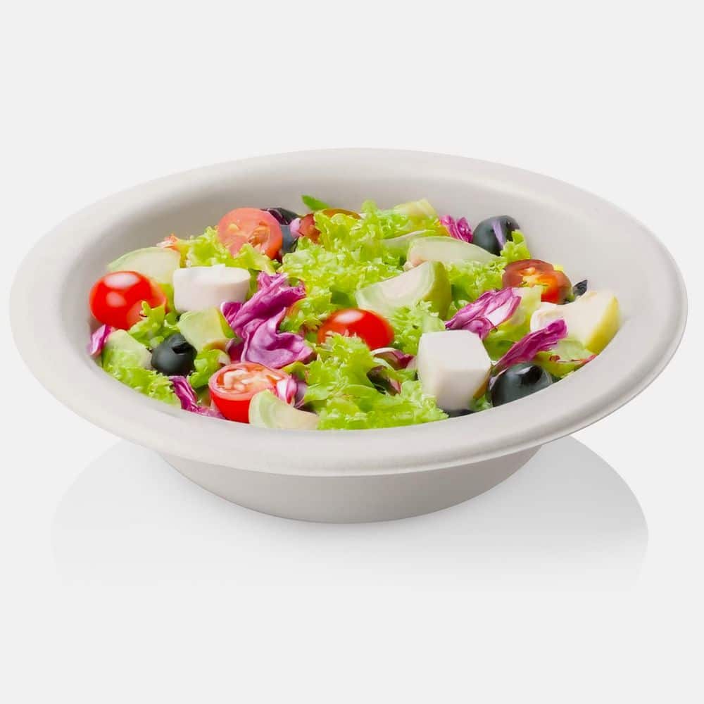 100% Compostable 12 oz. Unbleached Disposable Paper Bowls 125-Pack - Hercitys