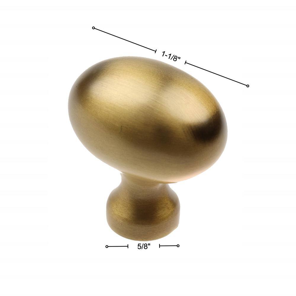 1-1/8 in. Dia Satin Gold Classic Oval Cabinet Knob (10-Pack) - Hercitys