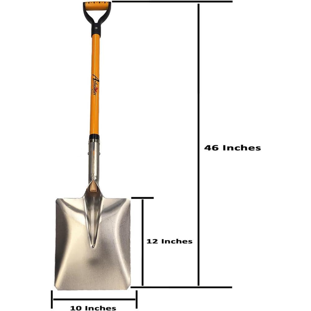 46 in. L Durable Fiberglass Handle Large Aluminum Square Head Shovel, Ashman Snow Shovel Square Aluminum (6-Pack) - Hercitys