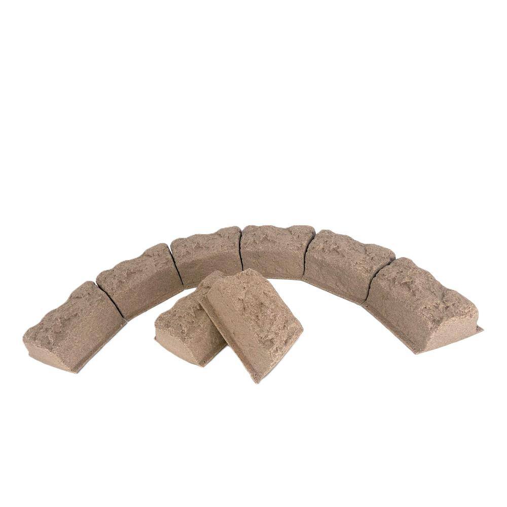 10 in. L x 4 in. W x 4 in. H Small Plastic Block Edging 16-Piece Kit in Tan/Brown - Hercitys