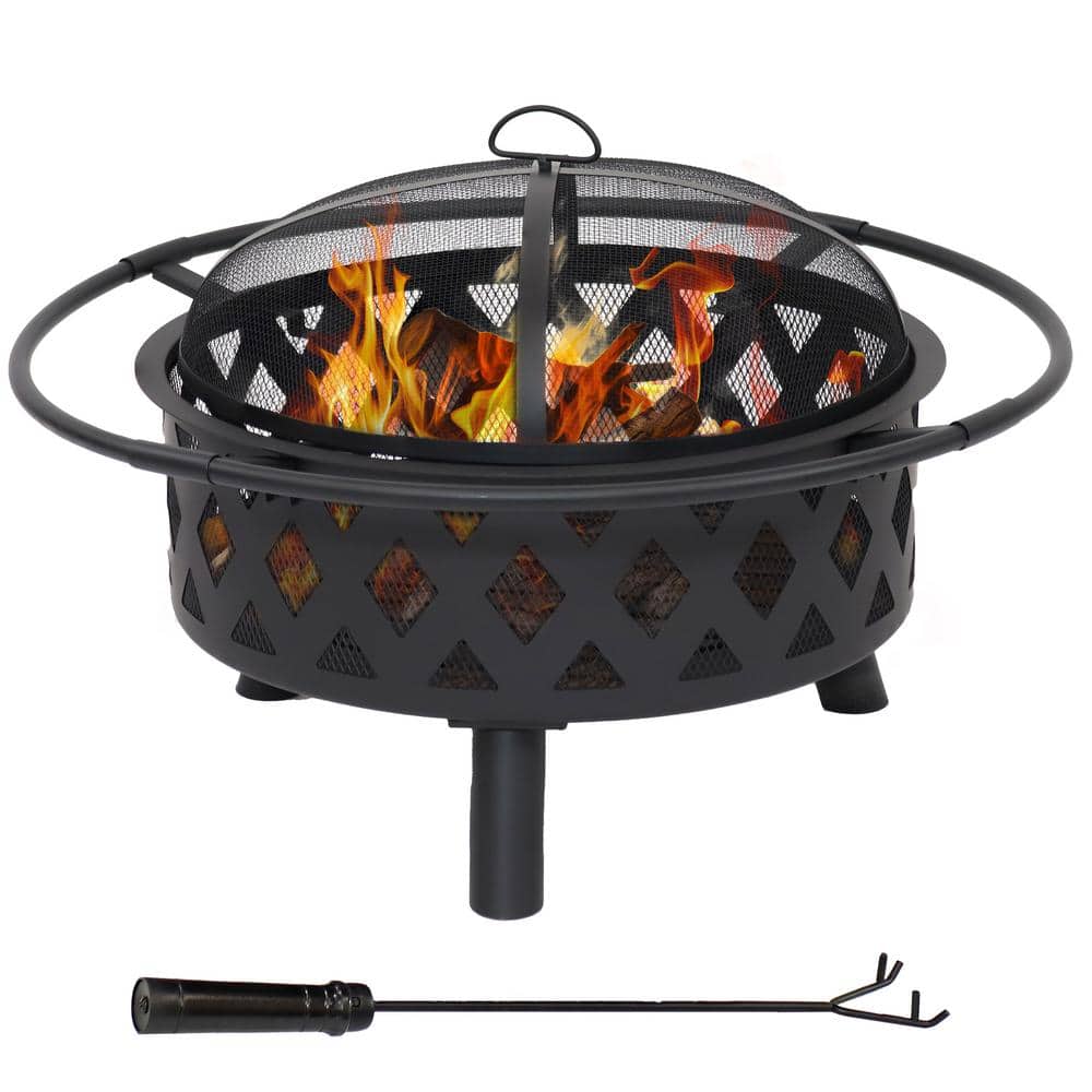 30 in. (76.2 cm) Black Crossweave Fire Bowl Fire Pit - Hercitys