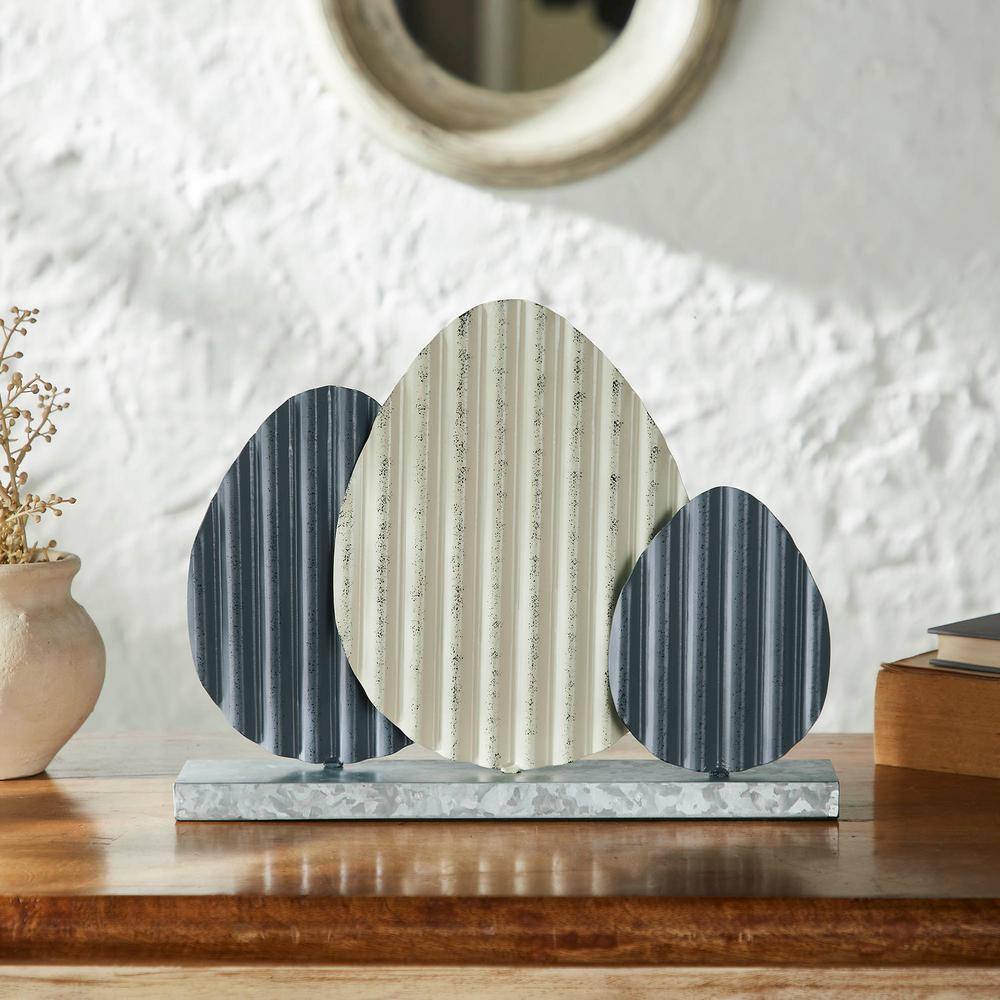 10.75 in. Corrugated Metal Tabletop Easter Eggs on Base - Hercitys
