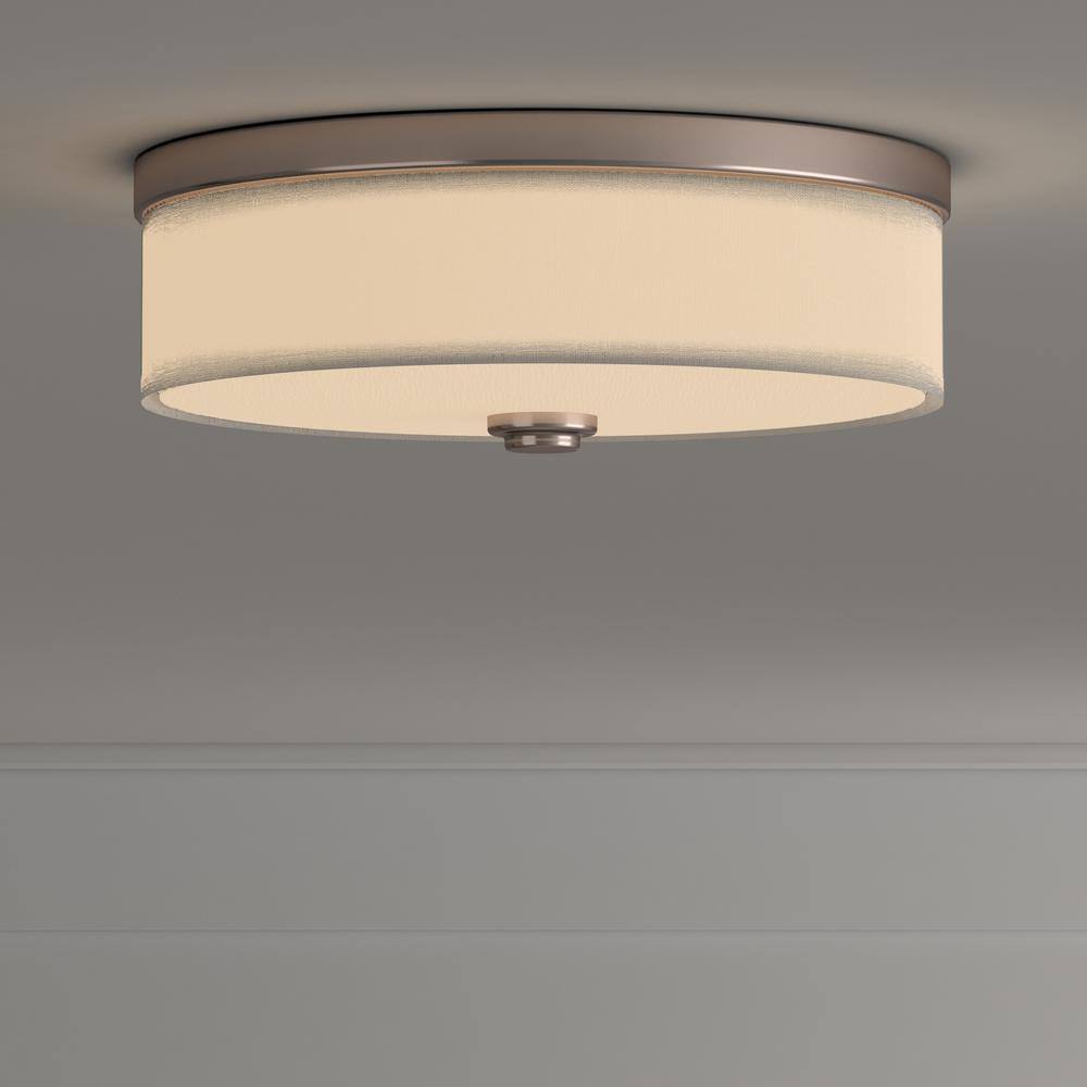 10 in. Weaver Collection 1-Light Brushed Nickel Integrated LED Flush Mount - Hercitys
