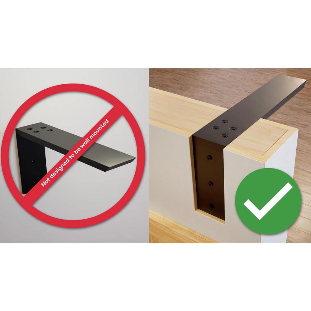 2.5 in. x 0.5 in. x 12 in. Black American Steel L Bracket Countertop Support Bracket - Hercitys