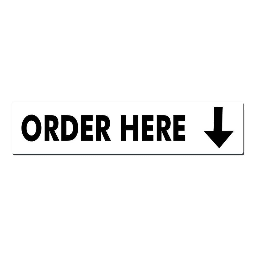 22 in. x 5 in. Order Here Arrow Down Sign Printed on More Durable, Thicker, Longer Lasting Styrene Plastic - Hercitys