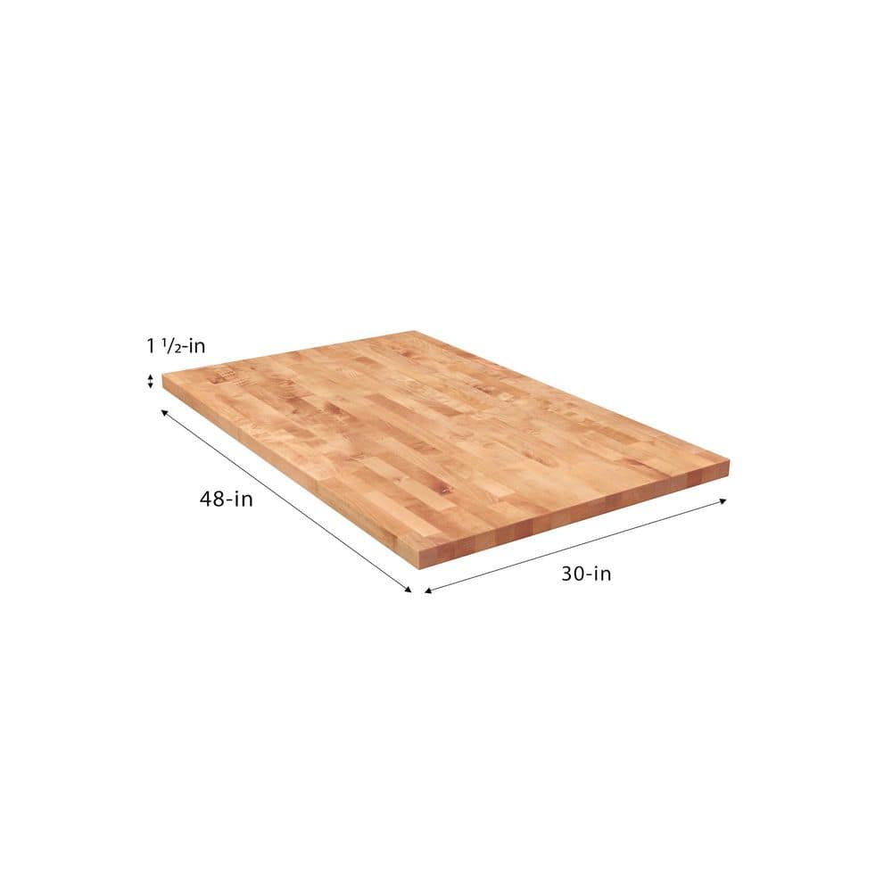 4 ft. L x 30 in. D Unfinished Birch Solid Wood Butcher Block Desktop Countertop With Eased Edge - Hercitys