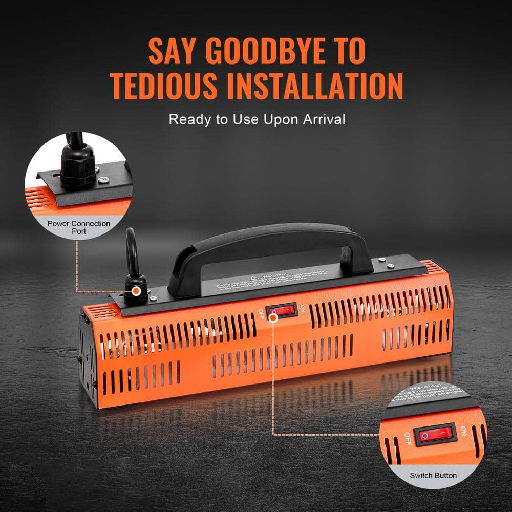 1000 W Infrared Heating Lamp Electric Compact Paint Drying Light 2.48 sq. ft. Coverage Space Heater Convection - Hercitys