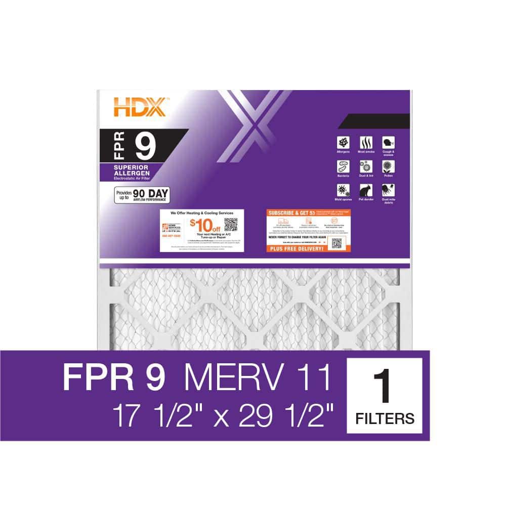 17.5 in. x 29.5 in. x 1 in. Superior Allergen Pleated Air Filter FPR-9, MERV-12 - Hercitys