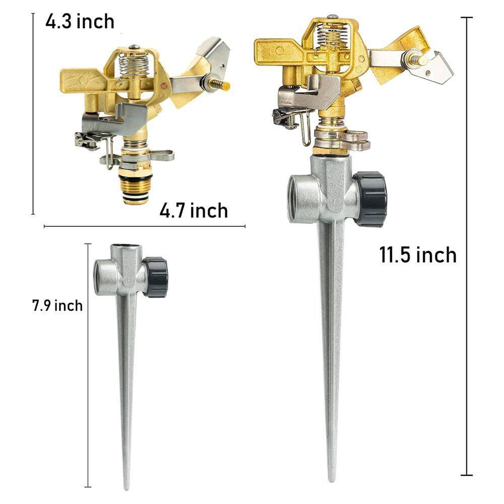5800 sq. ft. Pulsating Sprinkler with Brass Head and Spike Base (2 Pack) - Hercitys