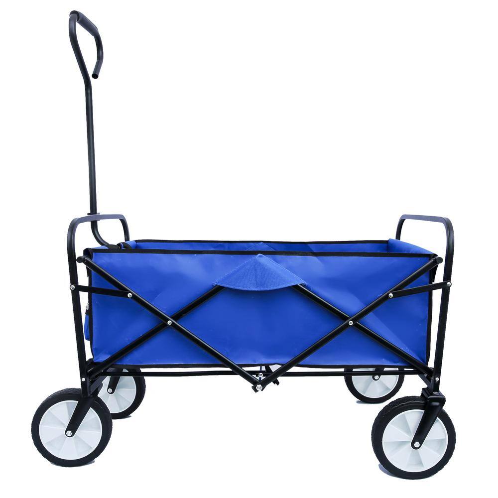 20 cu. ft. Steel Garden Cart Folding Wagon Shopping Beach, Blue - Hercitys