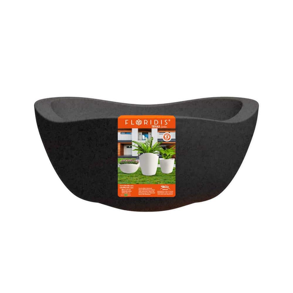 17.5 in. Tryas Black Plastic Bowl Decorative Pot (17.5 in. D x 8 in. H) - Hercitys