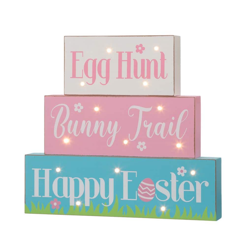 10.5 in. H Wooden/Metal Easter LED Lighted Block Word Sign (14-Bulbs) - Hercitys