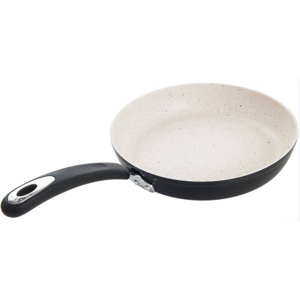 12 in. Stone Frying Pan with 100% APEO and PFOA-Free Stone-Derived Non-Stick Coating from Germany in Lava Black - Hercitys
