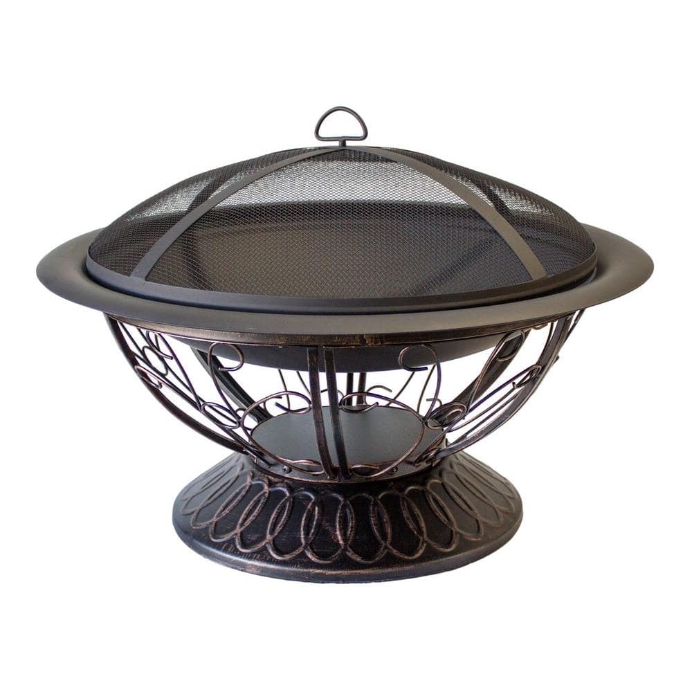 30 in. Scroll Wood Burning Firepit in Black - Hercitys