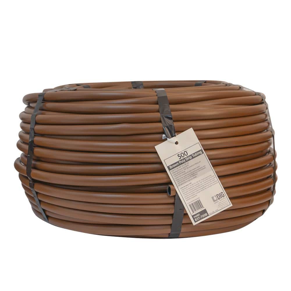 1/2 in. (0.600 in. I.D. x 0.700 in. O.D.) x 500 ft. Brown Blank Poly Tubing for Drip Irrigation - Hercitys