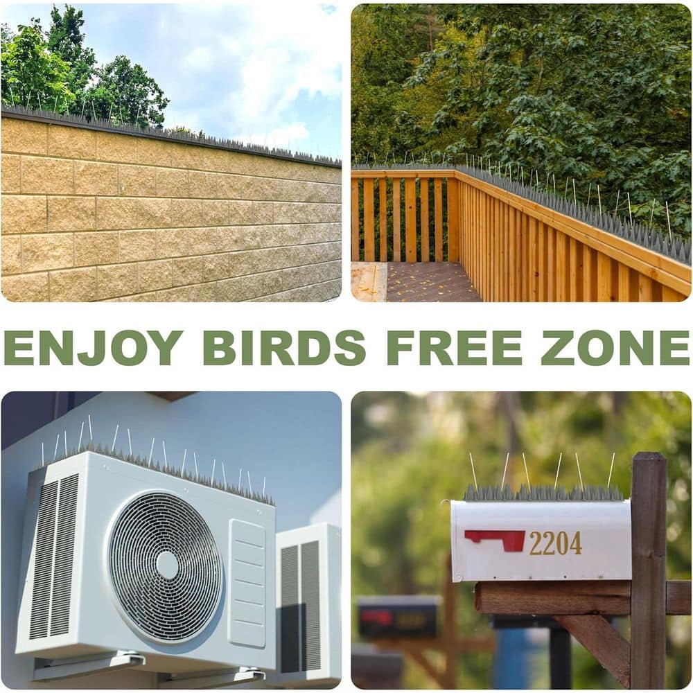12 in. x 2.1 in. Plastic Bird Spikes Deterrent, 20 ft. 3200 Spikes to Keep Birds Away and Deter Barn Swallows (20-Pack) - Hercitys