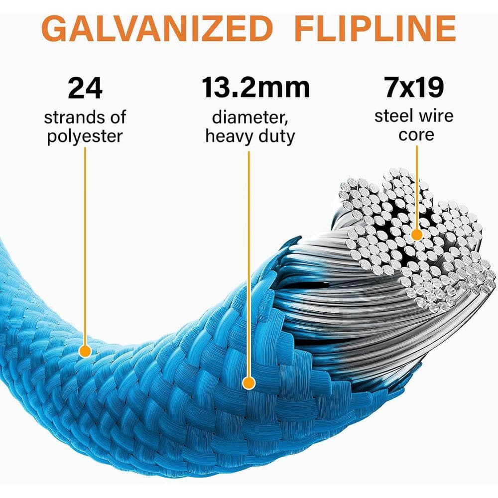 10 ft. Steel Wire Core Flipline Fall Protection Arborist Climbing Lanyard Kit with Swivel Snap Hook and Carabiner - Hercitys