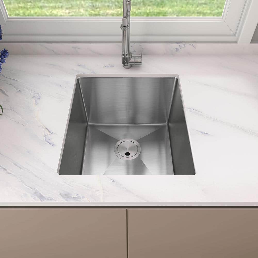 16 in. Undermount Single Bowl 18-Gauge 304 Stainless Steel Kitchen Sink - Hercitys