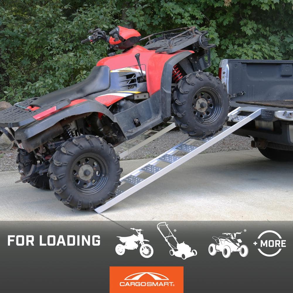 12 in. W x 78 in. L 1250 lbs. Capacity Aluminum Straight Fixed Truck Loading Ramp with Treads (Includes 2 Ramps) - Hercitys