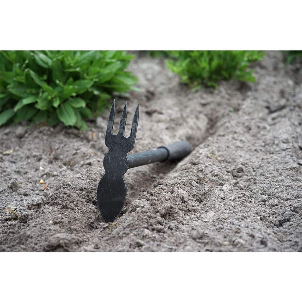 5.9 in. L Handle 13.6 in. L 3 Tine Hand Cultivator with Heart Shaped Hoe - Hercitys