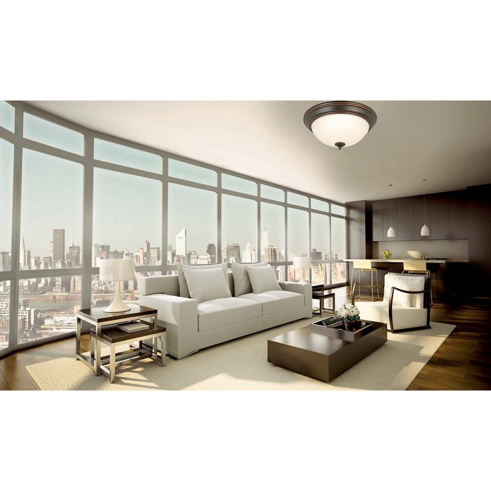 11 in. Oil-Rubbed Bronze Flush Mount Fixture with Frosted Glass Shade (2-Pack) - Hercitys