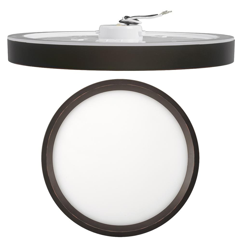 11 in. White, Oil Rubbed Bronze Trims 1000 Lumens LED Flush Mount Ceiling Light Fixture with Night Light Adjustable CCT - Hercitys