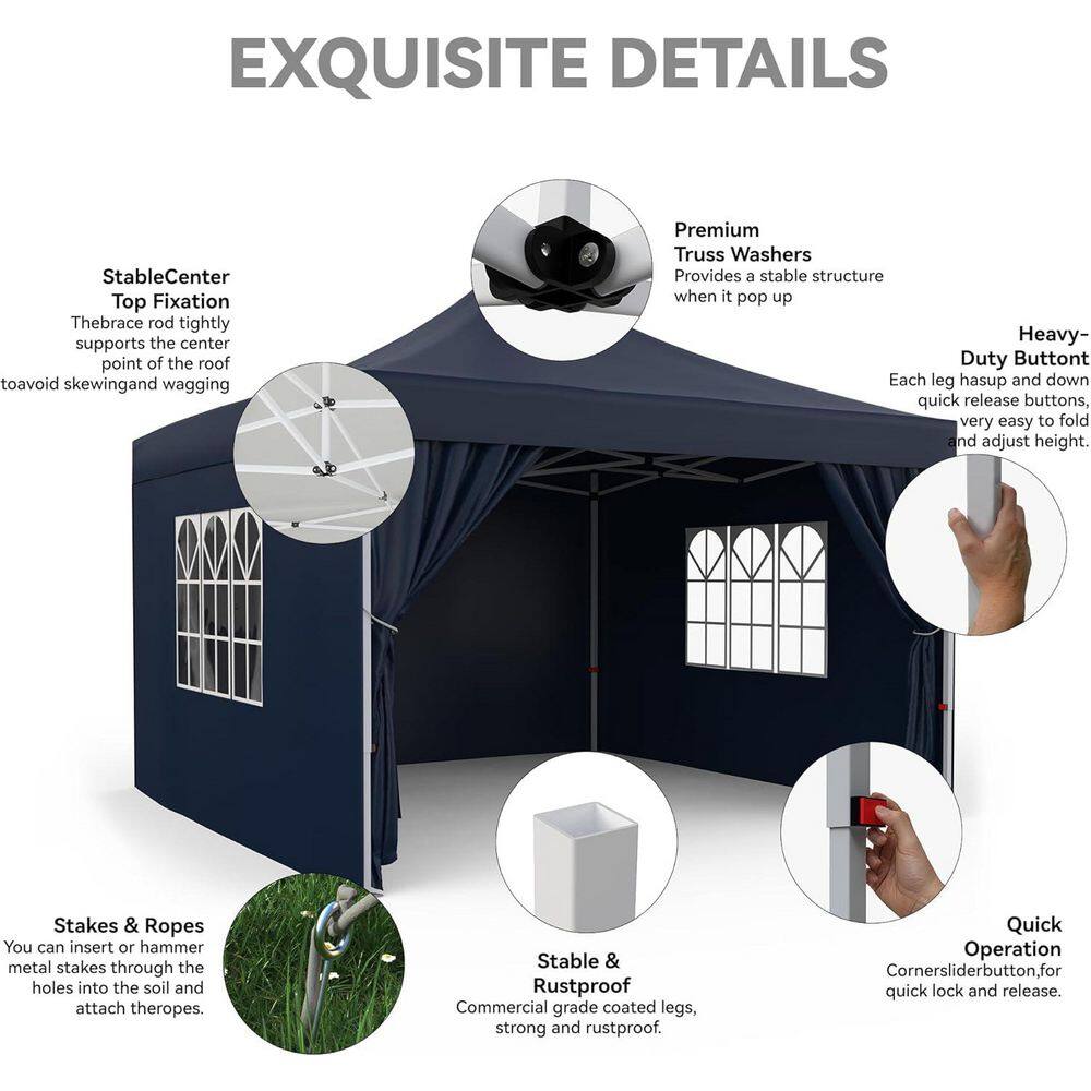 10 x 10 ft. Pop Up Canopy Tent with Sidewalls - Hercitys