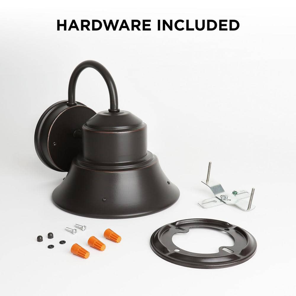 1000 Lumen Integrated LED Bronze Dusk to Dawn Bell Wall Light, 4000K - Hercitys