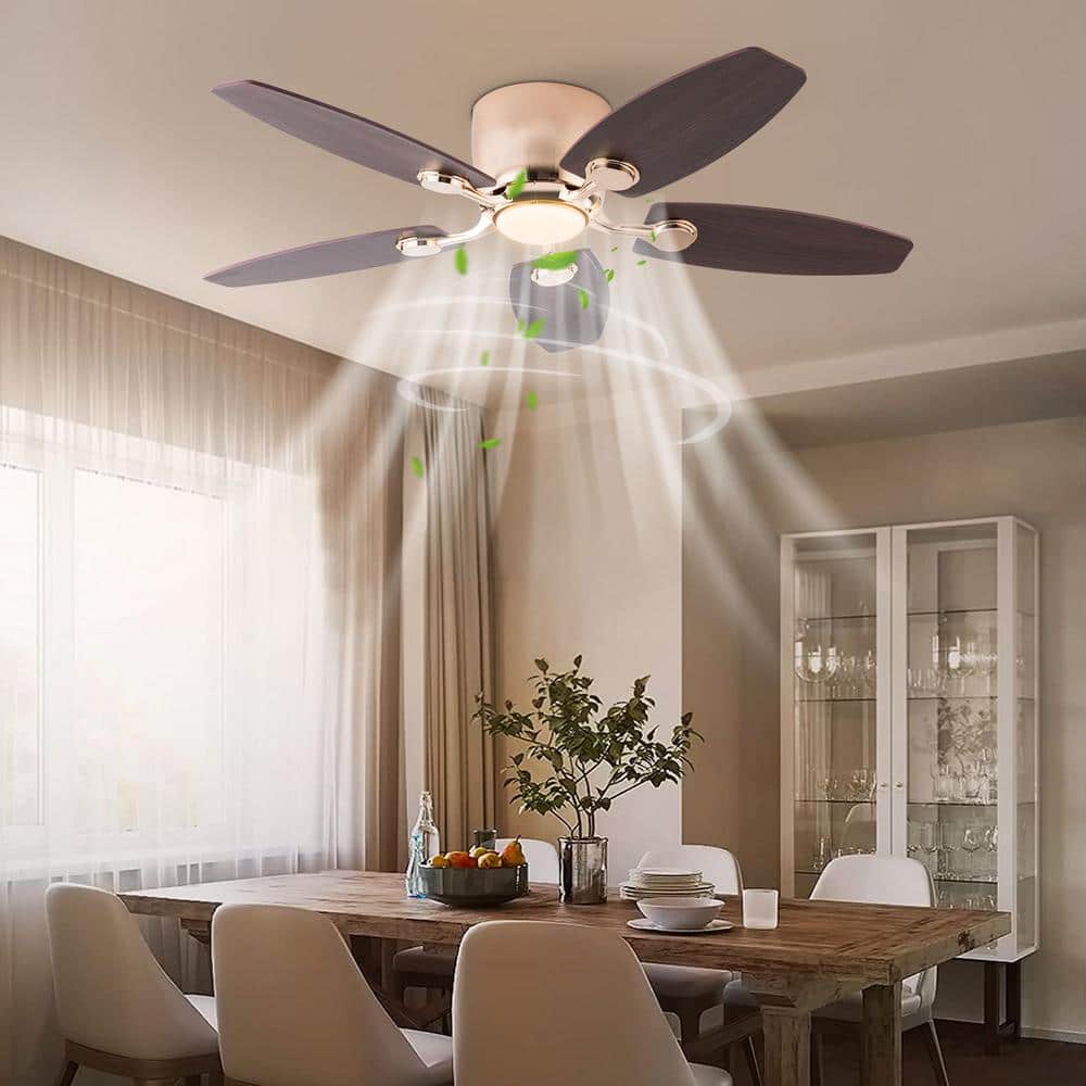42 in. Indoor Gold Modern 6-Speed Reversible Ceiling Fan with 3-Color Temperature Integrated LED and Remote - Hercitys